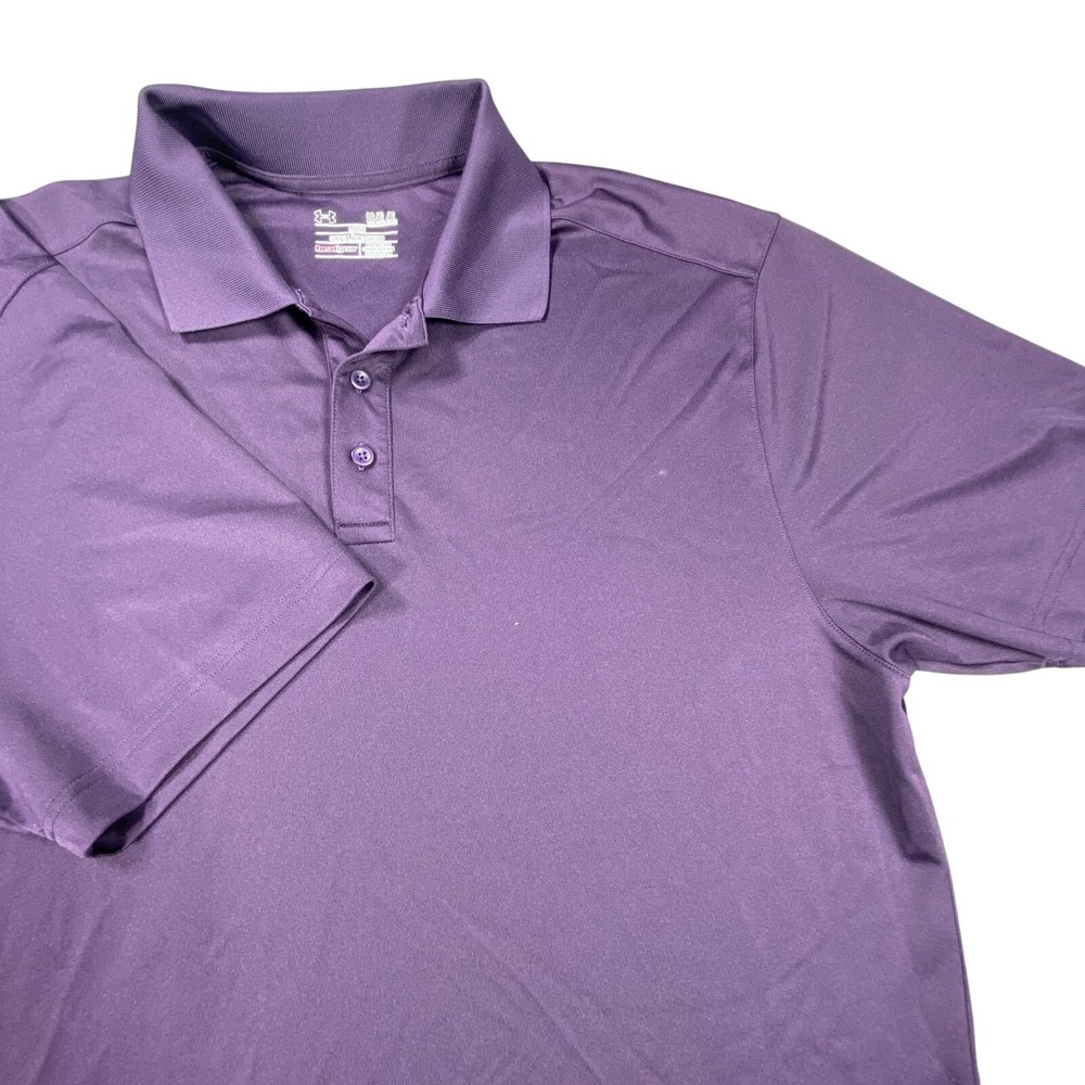 Under Armour HeatGear Polo Shirt Mens Large Purple Short Sleeve Performance Golf